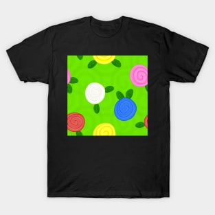 Colorful Roses Pattern T-Shirt